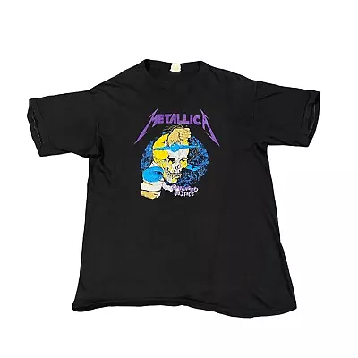 Buy Vintage Metallica Damaged Justice Band T Shirt M L Tour Single Stitch 80s 1988 • 39.19£