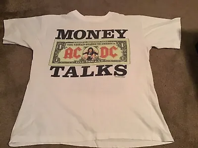 Buy Vintage 1990 ACDC Money Talks World Tour Shirt. UK Medium. No Rips Or Holes. • 250£