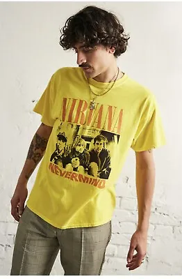 Buy Vintage Style Yellow Nirvana NeverMind T-Shirt Kurt Cobain • 29.99£