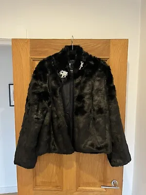 Buy Stunning Women’s HIPANEMA Black Faux Fur Diamond Embellished Collar Jacket S • 59.99£