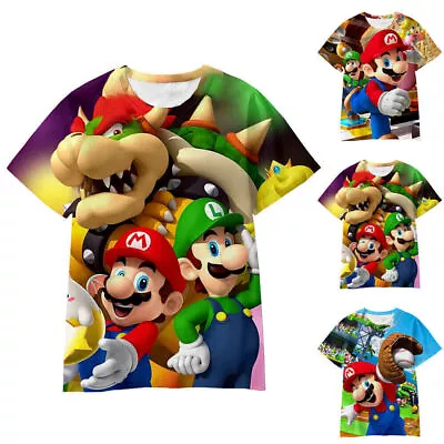 Buy Child Boys Girls Super Mario T-Shirt Short Sleeve Summer Tee Tops Blouse Clothes • 9.74£