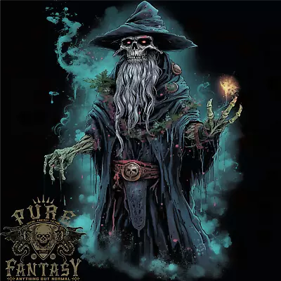 Buy Fantasy Wizard Warlock Skull Mens T-Shirt 100% Cotton • 10.75£