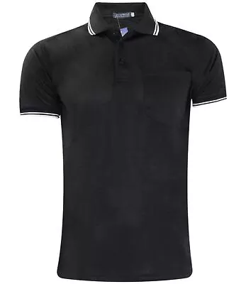 Buy Mens Cotton Polo T Shirts Pique Pocket Tipping Ribbed Collar Summer PK T-shirt • 8.49£