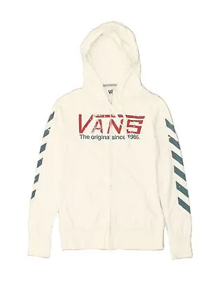 Buy VANS Womens Graphic Zip Hoodie Sweater UK 10 Small White Cotton AS09 • 17.29£