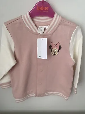Buy New With Tags Minnie Mouse Girls Pink Bomber Baseball Jacket Age 9-12 Months • 10£