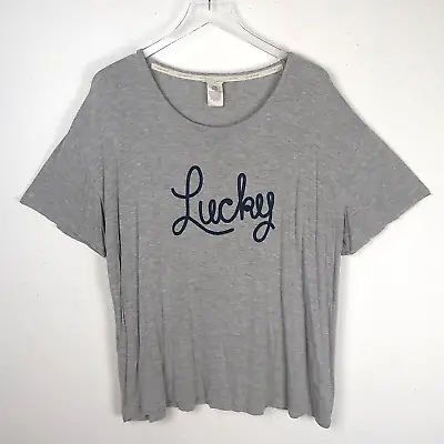 Buy LUCKY BRAND Women's T-Shirt 2X Gray Lucky Graphic Short Sleeve Scoop Neck • 14.47£