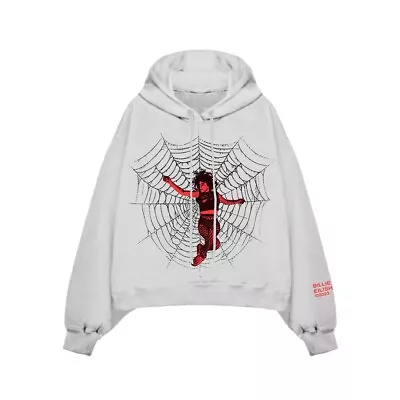 Buy Brand New Official Billie Eilish Spiderweb Hoodie Size Large • 94.72£