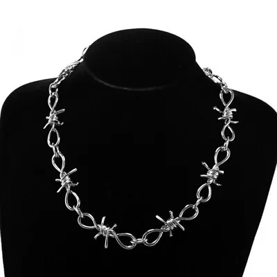 Buy Mens Punk Gothic Alloy Barbed Wire Brambles Necklace Bracelet Jewelry New FI • 3.56£