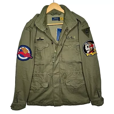 Buy Polo Ralph Lauren M65 Comb Field Jacket Military Patch USA Green Mens Small • 179.99£