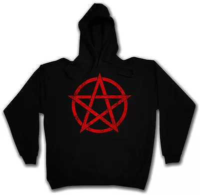 Buy RED PENTAGRAM SIGN HOODED SWEATSHIRT HOODIE - Satan Crowley Satanic Circle 666 • 33.27£