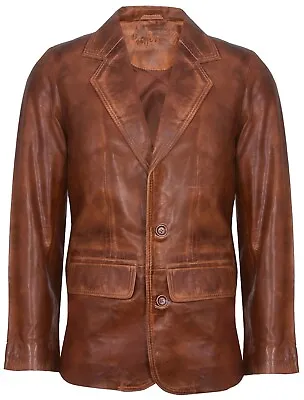 Buy Men's Tan Genuine Leather Blazer Soft Real Italian Tailored Vintage Jacket Coat • 23.43£