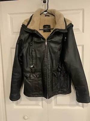 Buy Vntg Leather Jacket Size S Biker Style Hooded By The Connection See Photos NICE • 28.35£