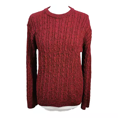 Buy Red Cable Jumper Size S/M 12 Pullover Black Marl Soft Stretch CHIC • 15£