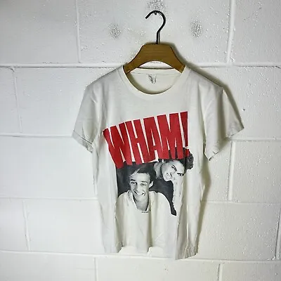 Buy Vintage Wham Shirt Mens Medium White 1984 George Michael Andrew Ridley 80s Pop • 99.95£