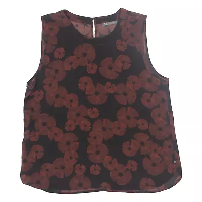Buy Vintage NILE COLLECTION Sheer Womens Printed Vest Black Sleeveless 90s Floral L • 13.99£