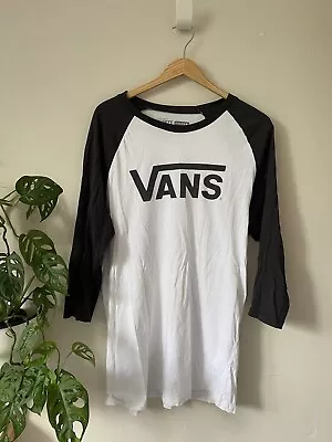 Buy Vans 3/4 Length Sleeve T Shirt Black And White Size Large 10/12 • 0.99£