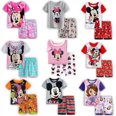 Buy Kids New Minnie Mickey Mouse T-shirt Tops Shorts Pant Sleepwear Pyjamas • 11.99£