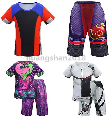 Buy Kids Boys Girls Descendants 3 Mal Evie Pyjamas Set Cosplay T-shirt+Shorts Outfit • 13.99£