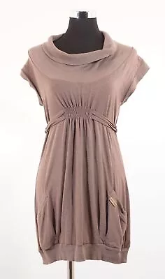 Buy Khujo Dress Casual Size M Braun Short Sleeveless Stretch Jersey Viscose A255 • 35.24£