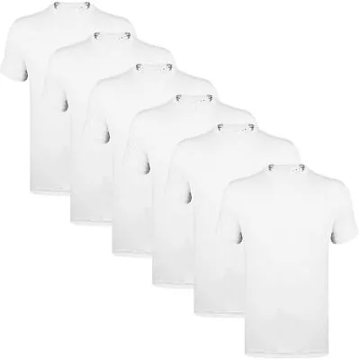 Buy 6 PACK Mens T-Shirt 100% Cotton Plain Short Sleeve Tee Top Multi Colors Gift Set • 16.99£