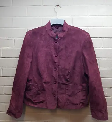 Buy BHS Womens Berry Leather Long Sleeve Leather Jacket Size UK 16, EUR 44 (A4) • 50£
