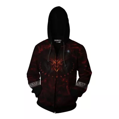 Buy Evil Diablo Skull 3D Zipper Hoodie Cosplay Mens Sweatshirt Jacket Coat Costumes • 18£