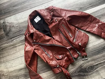Buy Bershka Female Faux Dark Red Jacket • 15£