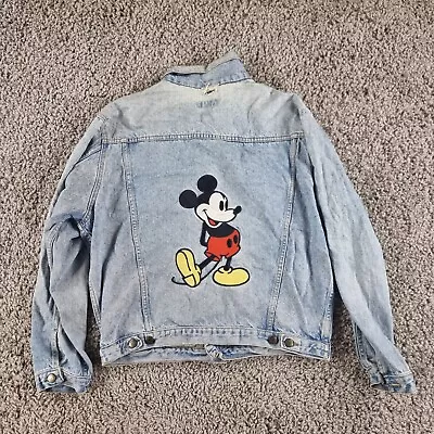 Buy Disney Jacket Mens Large Mickey Mouse Denim Blue Euro Disney U3-A3 • 29.99£