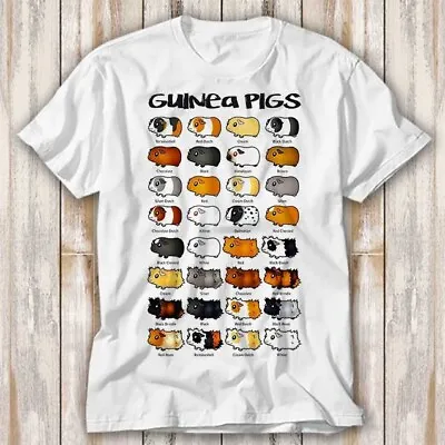 Buy Breeds Name List Types Of Guinea Pigs T Shirt Adult Top Tee Unisex 3903 • 6.70£