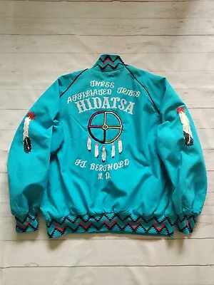 Buy Rare Vintage 80s Men's Native American Siouan Crow Bomber Jacket Size 2XL • 49.99£