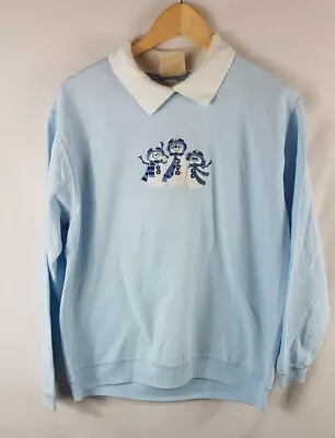 Buy Xmas Top Stitch USA Sweatshirt L Large 80s Vtg Sweater Jumper Christmas Blue • 12.95£