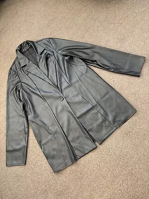 Buy I Saw It First Black Pu / Faux Leather Long Blazer Uk Size 10 • 3.50£