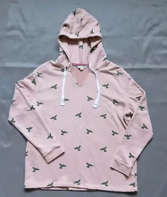 Buy Boden Hoodie Women SZ Med Pink Green Birds Sweatshirt Pullover French Terry Knit • 18.99£