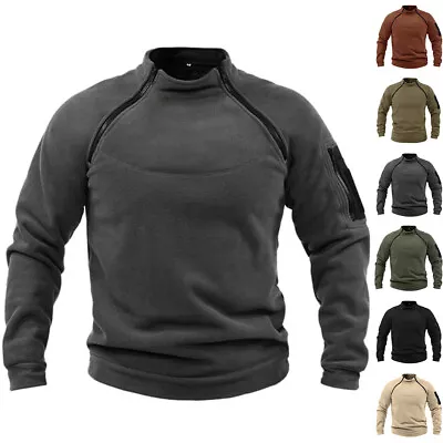 Buy Mens Fleece Jumper Tactical Army Military Sweatshirt Winter Thick Combat T Shirt • 4.89£