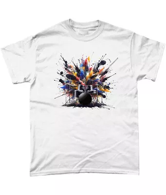 Buy Exploding Drums T Shirt The Who Drummer Keith Moon Full Colour • 14.95£