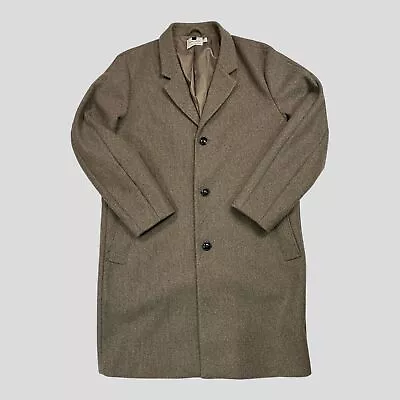 Buy Topman Long Single Breasted Peacoat Mens XXL 2XL Overcoat Button Up Beige • 24.95£