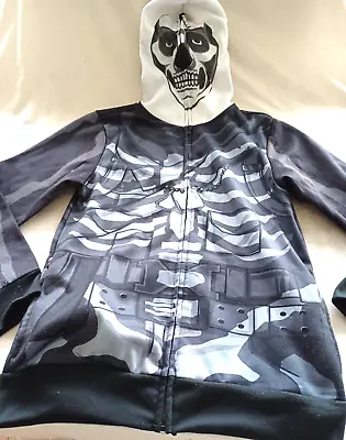 Buy FORTNITE Youth Sz L Skeleton Hoodie Jacket FULL ZIP Face Mask Skull Trooper GIFT • 12.68£