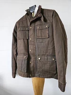 Buy Mens M65 Dry Wax Brown Jacket | Rugged Enzyme-Washed Artisan Stitch Detail • 59.99£