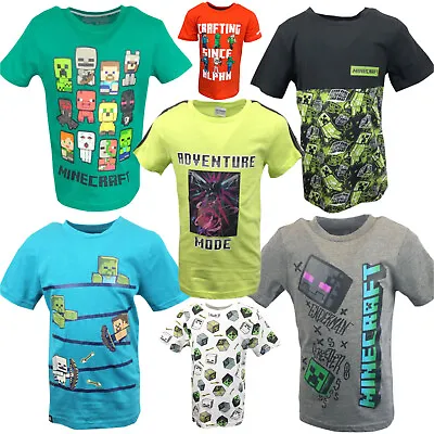 Buy Boys Girls Minecraft T Shirt Top Creeper Gamer Tshirt Age 3 - 14 Years • 6.75£