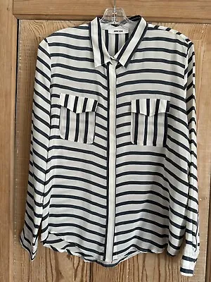 Buy ANINE BING Striped Ivory Blue Silk Button Down Blouse Small Oversized Fit • 56.69£