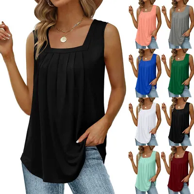 Buy Plus Size Womens Casual Cami Vest Tops Ladies Summer Sleeveless Loose Tee Shirts • 8.22£
