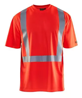 Buy Blaklader Red Men's Hi-vis UV Blocking UPF40+ Short-sleeve Wicking T-shirt #3382 • 50.04£
