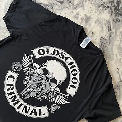 Buy Old School OldSchool Criminal Germany Rock Skull Biker Graphic Tshirt Tee XL • 24.99£