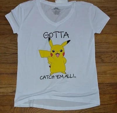 Buy Pokemon Go GOTTA CATCH 'EM ALL Pikachu V-Neck T-Shirt Officially Licensed Tee • 14.20£