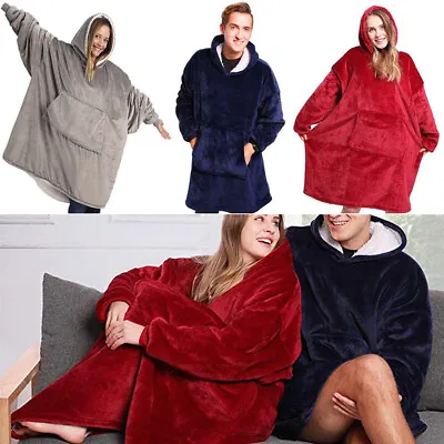 Buy Fleece Hoodie Blanket Oversized Ultra Plush Sherpa Giant Big Hooded Sweatshirt • 7.99£