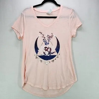 Buy Graphic Tee Moon And Flower Adult Medium Pink Tshirt • 10.74£