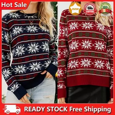 Buy Women Christmas Sweater Festive Lady Pullover Fashion Simple Elastic Sweater Top • 15.71£