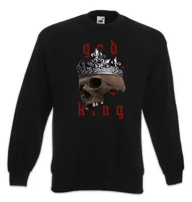 Buy God Save The King Skull Sweatshirt Pullover Skull Horror Gothic King Crown Dark • 37.14£