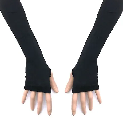Buy 80s 90s 2000s Gothic Horror Punk Glam Rock Emo Black Knit Arm Warmer Armwarmers • 9.66£