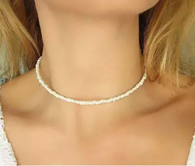 Buy Necklace White Choker String Beaded Strand Women Jewelry Elegant Gift UK • 3.78£